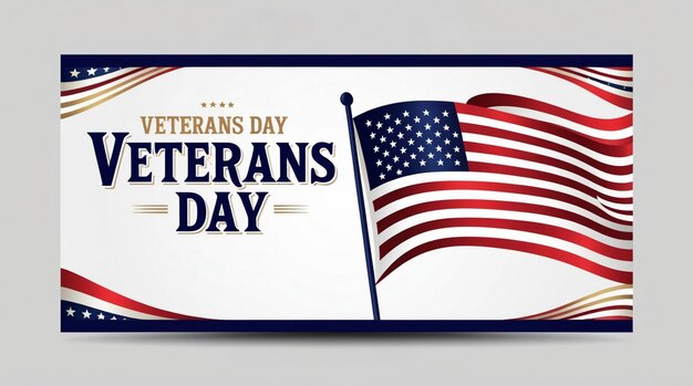 Photo premium veterans day banner holiday background featuring american flag on white