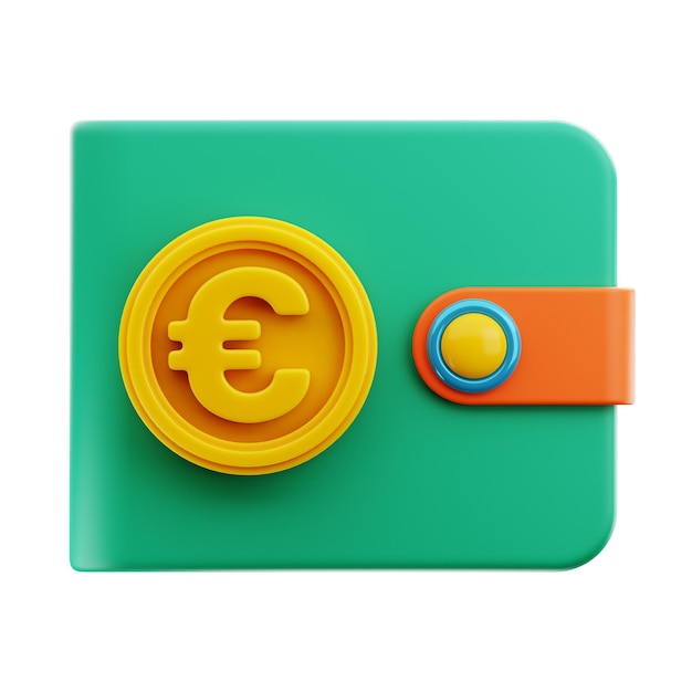 premium wallet euro money finance icon 3d rendering on isolated background