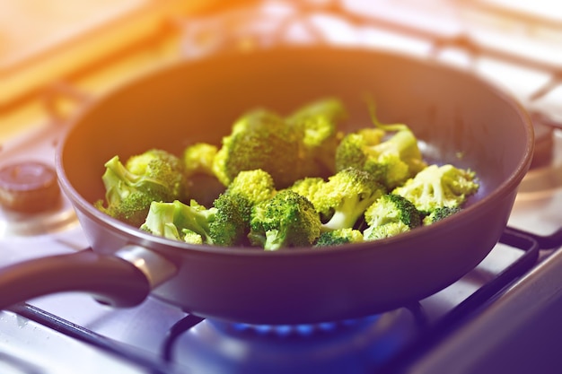 Preparation of baked vegetables in a pan.