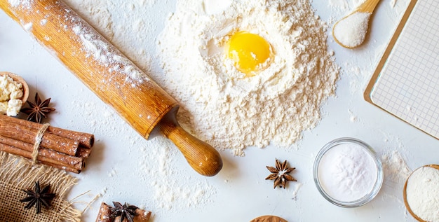 Preparation for baking. Culinary concept. top view. selective focus food