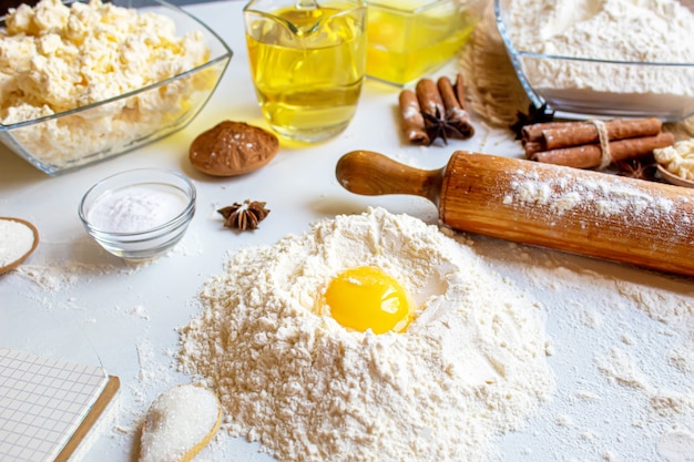 Preparation for baking. Culinary concept. top view. selective focus food