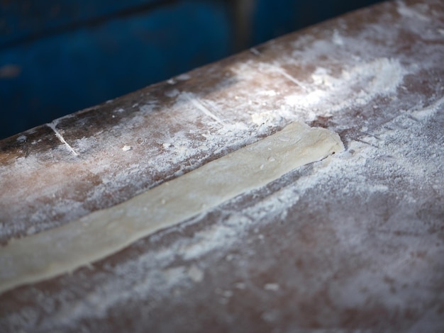 Preparation of flour for making Pa Tong Go or Chinese Traditional Snacks Deep Fried Dough Stick Concept popular THAI breakfast