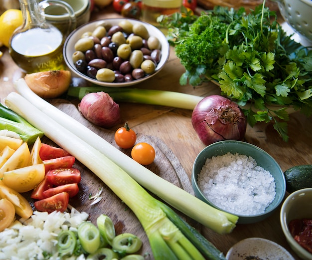 Preparation of mixed vegetable food photography recipe idea