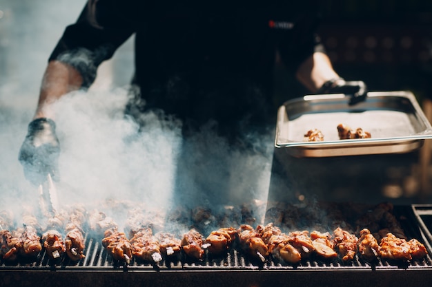 Preparation of shish kebab meat