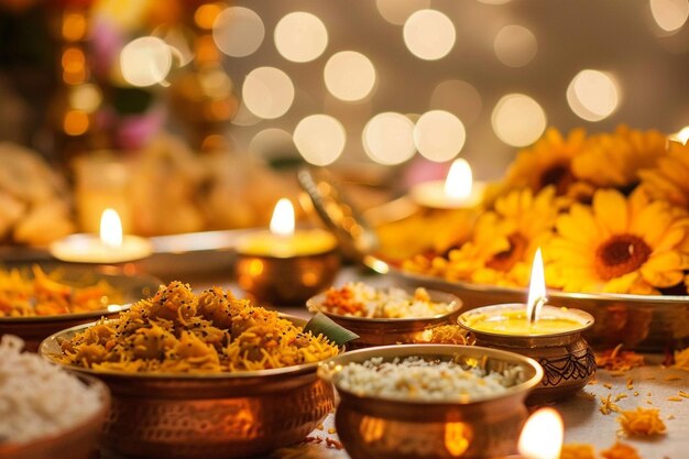 Photo preparing joyful diwali dining experiences ar generative ai