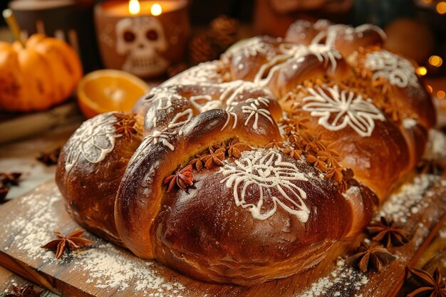 Preparing pan de muerto bread with anise and orang generative ai