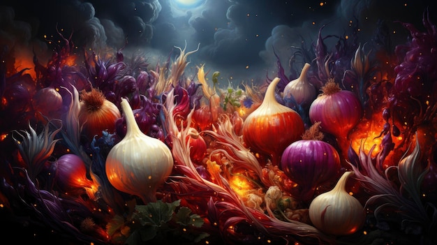 Preparing Roasted Vegetables Garlic Herbs On Ultra Bright Colors Background Images Hd Wallpapers