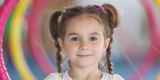 Preschool gymnastics class featuring a young girl in a rhythmic gymnastics outfit Concept Sports Gymnastics Rhythmic Gymnastics Preschool Activities Youth Athlete