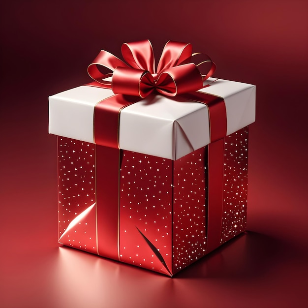 Present box christmas red color background