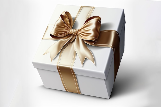 Present gift box with ribbon and bow illustration