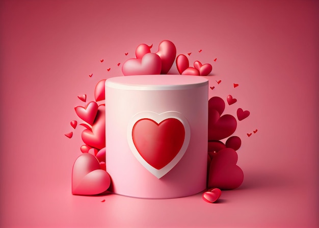 Present shape Valentine gift box on pink AI Generated