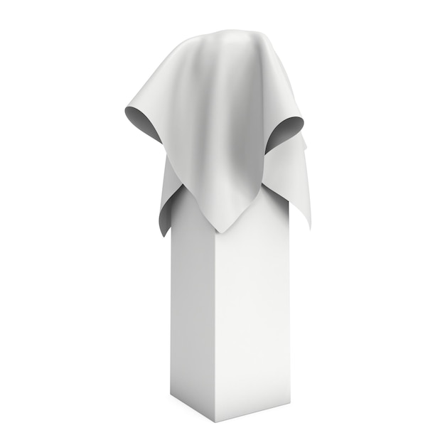 Presentation pedestal cover by white cloth