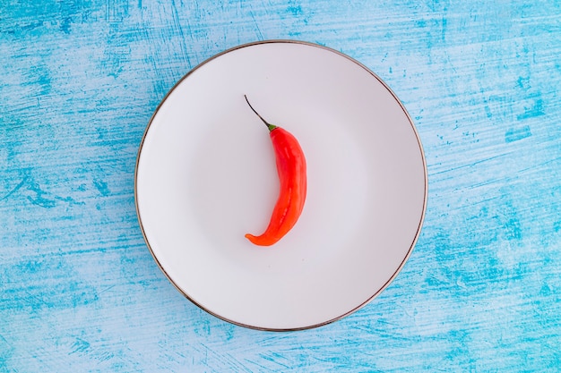 Presentation of the Peruvian red hot chili in a colored plate