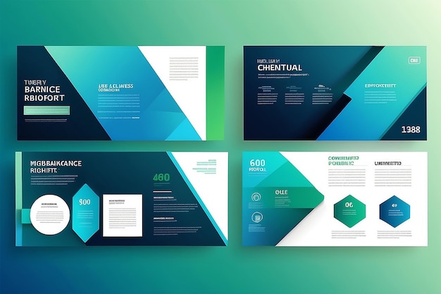 Photo presentation and slide layout template design blue and green gradient geometric background