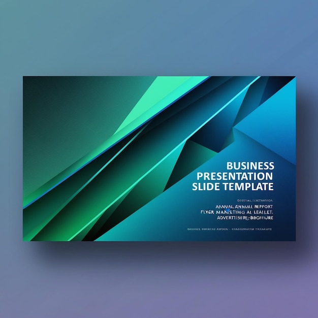 Photo presentation and slide layout template design blue and green gradient geometric background