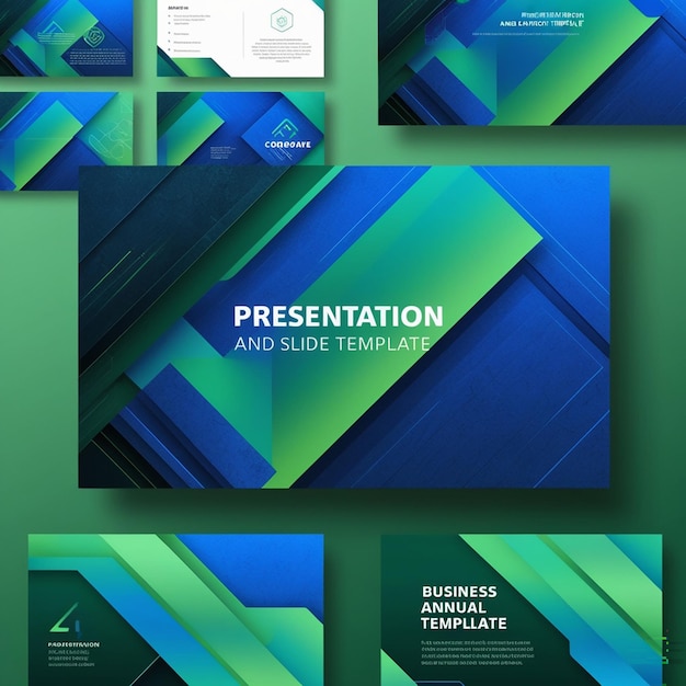 Presentation and slide layout template Design blue and green gradient geometric background