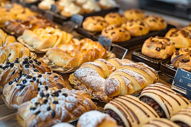 Presentation of Various Pastries for Sale