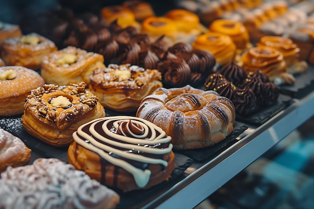 Presentation of Various Pastries for Sale