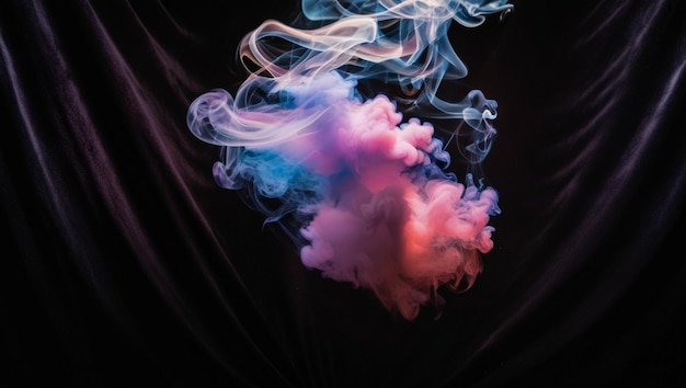 Photo presenting colorful smoke on black background ai generative