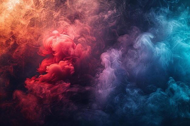 Presenting Colorful smoke on black background