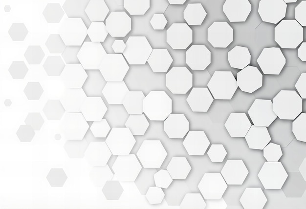 Photo presenting modern minimalistic background with light grey hexagons in different sizes and shades