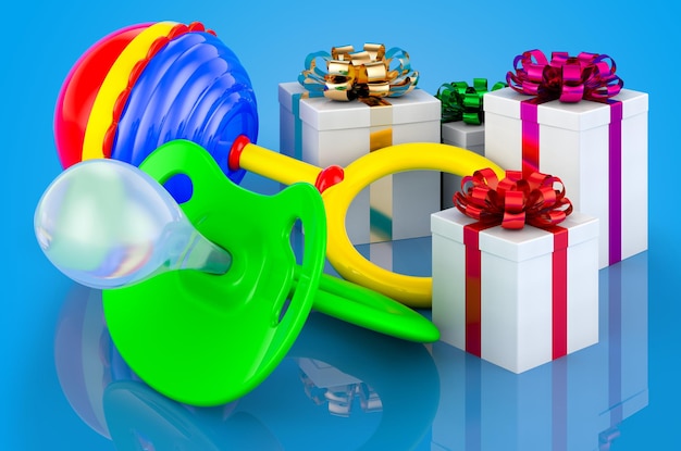 Presents for newborn concept 3D rendering