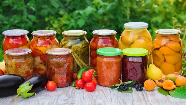 Preservation of vegetables. Blanks. Selective focus nature