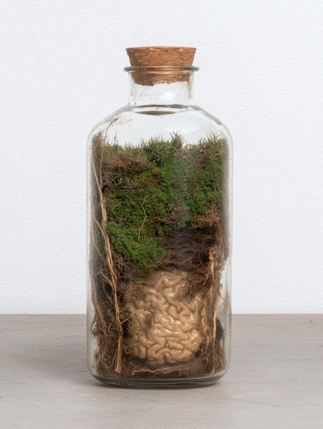 Photo preserved brain in a glass jar