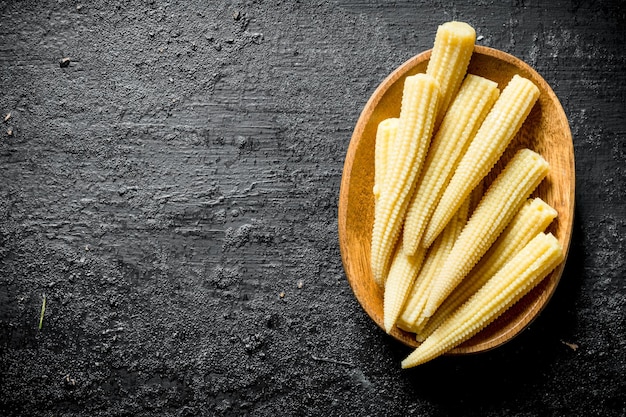 Preserved corn on a plate