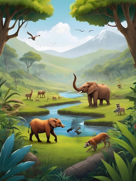 Preserving Biodiversity AIGenerated Illustration for World Wildlife Day