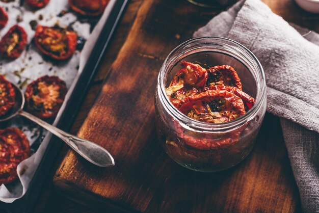 Preserving of Oven Baked Tomatoes with in a Jar