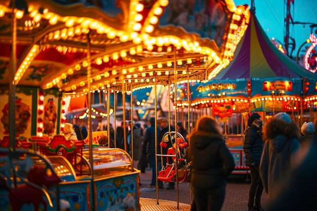 Presidents Day community fair a vibrant scene capturing a community fair with carnival rides