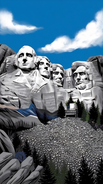 Presidents day illustration of mount rushmore