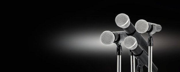 Press conference microphone with background