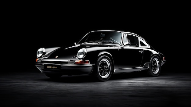 Press Image of an Porsche 911 standing in a blank black photoshoot studio