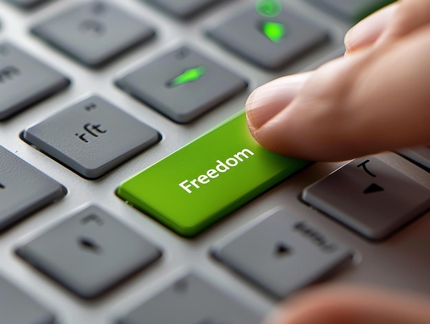 Pressing the Freedom Button on a Computer Keyboard