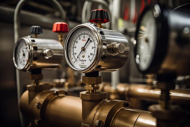 Photo a pressure regulator captured in detail within its natural habitat the heart of an industrial