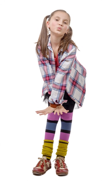 Preteen girl in hipster style