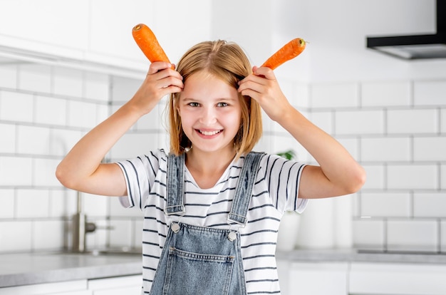 Preteen girl at kitchen