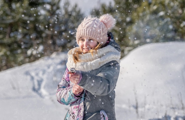 Preteen girl in winter