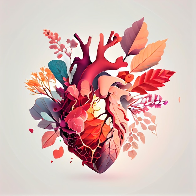 Pretty aesthetic heart illustration with isolated background