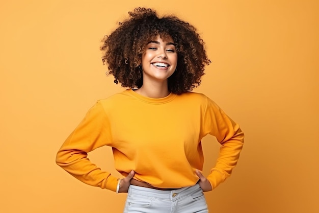 Pretty African American woman in sports clothing doing some fun dance moves