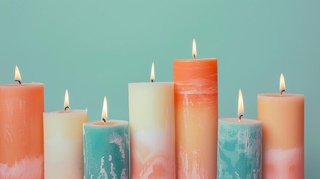 Pretty Artisanal Rainbow Wax Candles Isolated