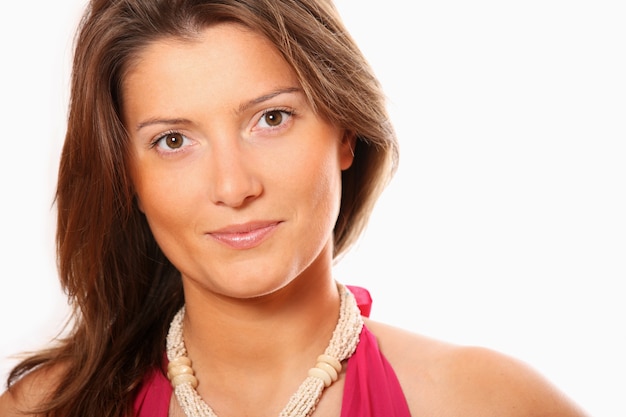 a pretty businesswoman over white background