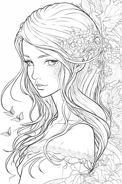 Pretty fairy girl adorable sketch image generative AI