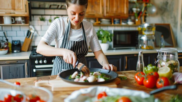 Photo pretty female food blogger working on a new video