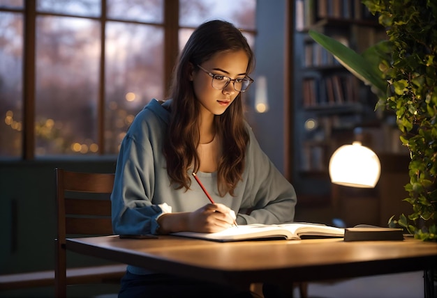 pretty Girl reading textbook