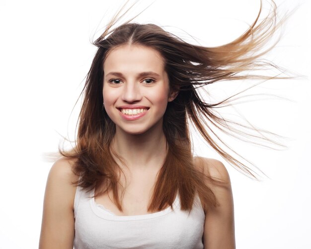 pretty girl on a white background