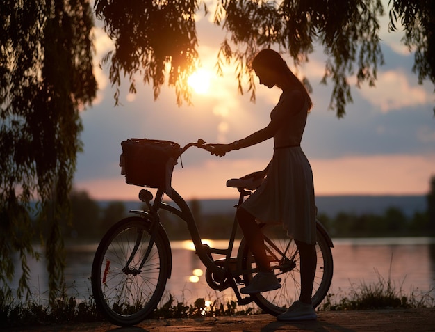 Pretty girl with a blue bike