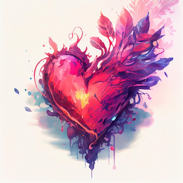 Pretty glowing heart illustration with isolated background